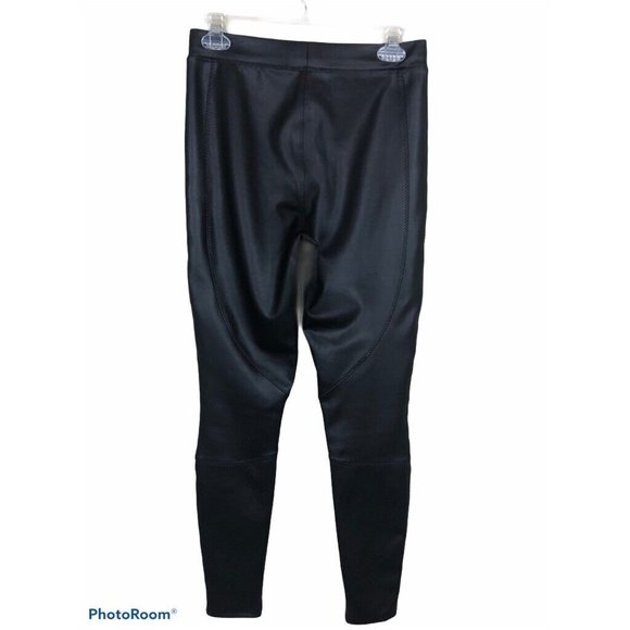 Express Womens Faux Leather Leggings Black Mid Rise Stretch Elastic Waist S‎ - Picture 3 of 9